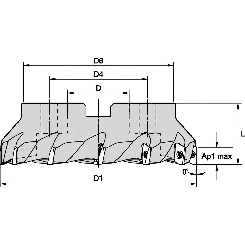 Kennametal 2-1/2" Cut Dia, 3/4" Arbor Hole Dia, 18.03mm Max Depth, Indexable Square-Shoulder Face Mill - 2267632