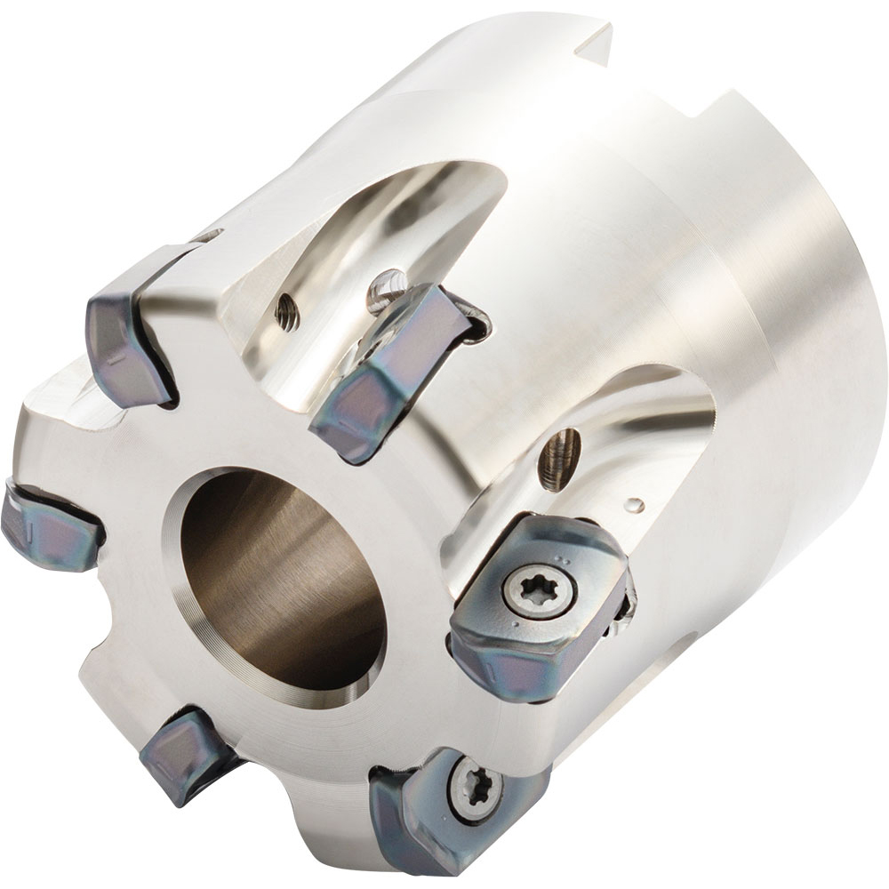Kyocera Indexable High-Feed Face Mill: 2.5" Cut Dia, 1" Arbor Hole - THN08572