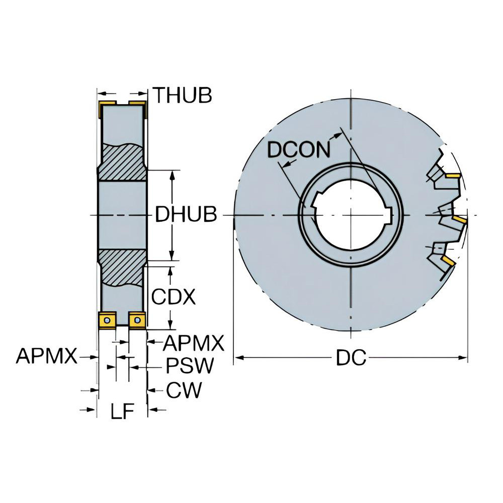 Sandvik Coromant Indexable Slotting Cutter: 27.20 mm Cutting Width, 250.00 mm Cutter Dia, Arbor Connection, 89.50 mm Depth of Cut, 89.50 mm Depth of Cut, 50.00 mm Shank Dia, Neutral - 5738638
