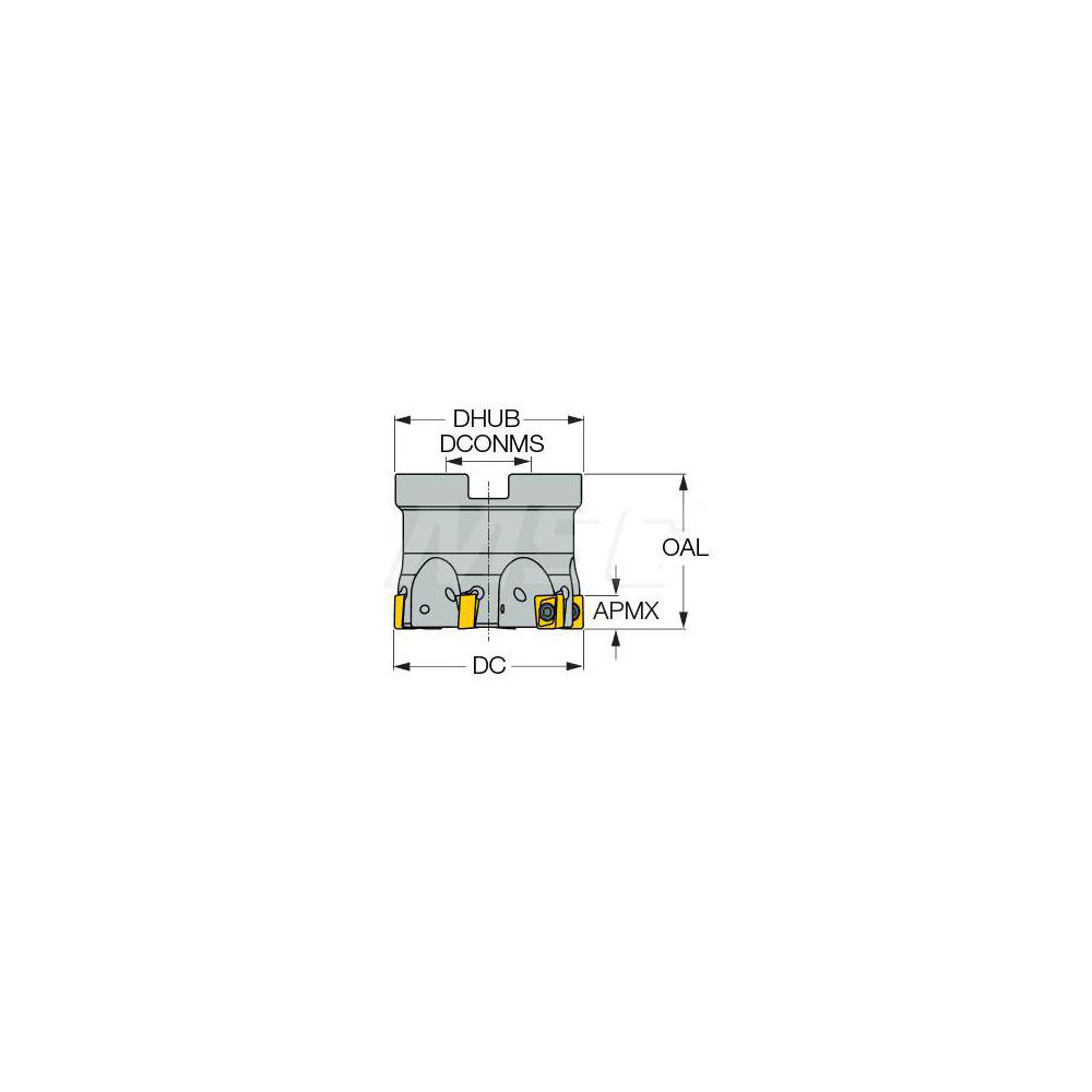 Iscar 1-1/2" Cut Dia, 3/4" Arbor Hole Dia, 0.315" Max Depth, Indexable Square-Shoulder Face Mill - 3105898