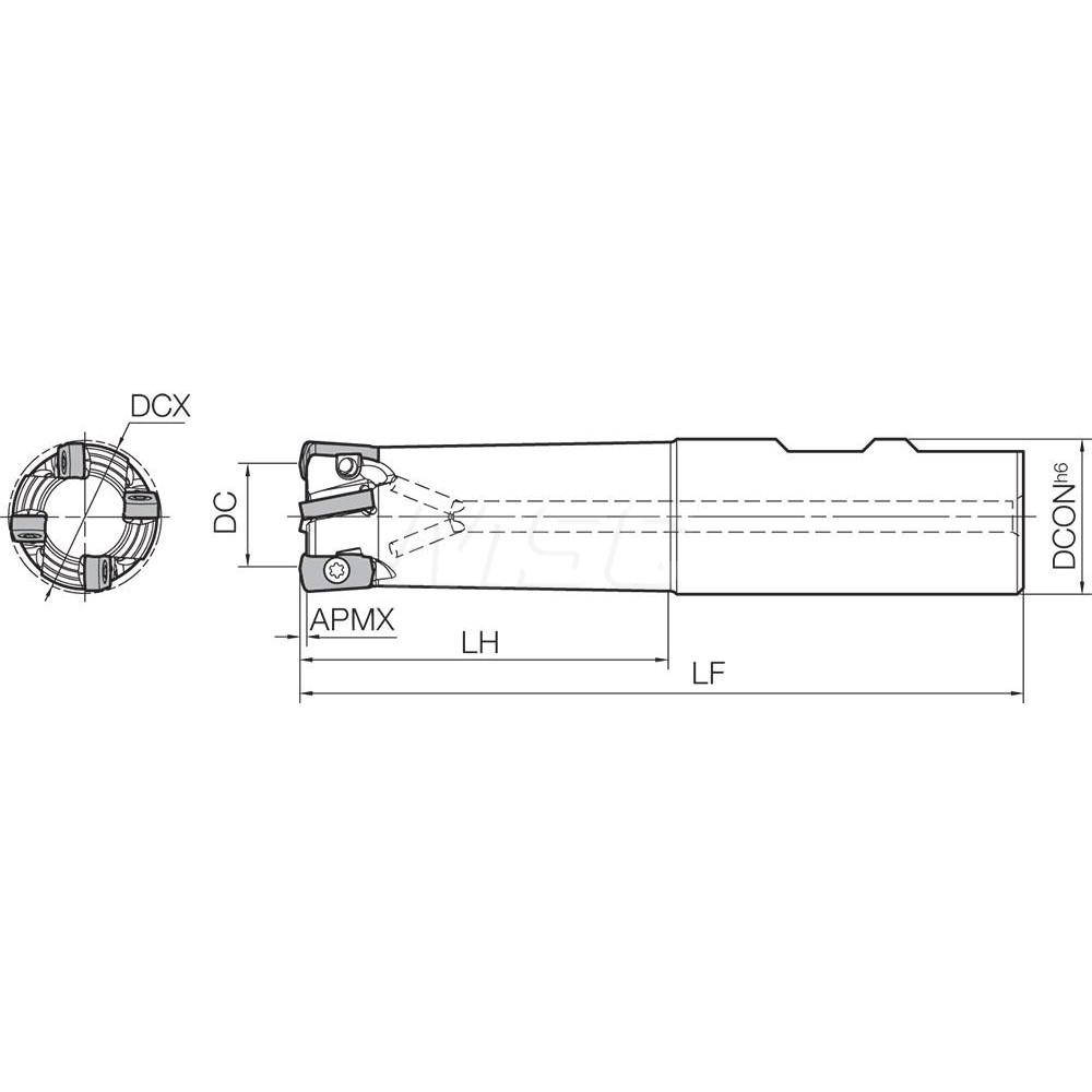 Kyocera Indexable High-Feed End Mill: MFH1000W100034T47, Standard Shank - THN07724