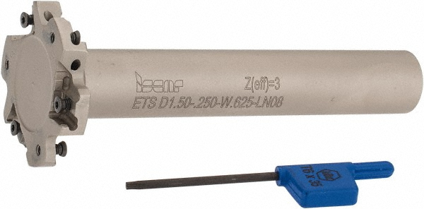 Iscar Indexable Slotting Cutter: 0.2810" Cutting Width, 1.2500" Cutter Dia, Weldon Connection, 0.3120" Depth of Cut, 0.6250" Hole Dia, 0.6250" Shank Dia, 3.1790" Shank Length, Right Hand - 3106151