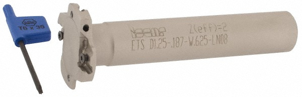 Iscar Indexable Slotting Cutter: 0.2810" Cutting Width, 1.2500" Cutter Dia, Weldon Connection, 0.3120" Depth of Cut, 0.6250" Hole Dia, 0.6250" Shank Dia, 3.1790" Shank Length, Right Hand - 3106151