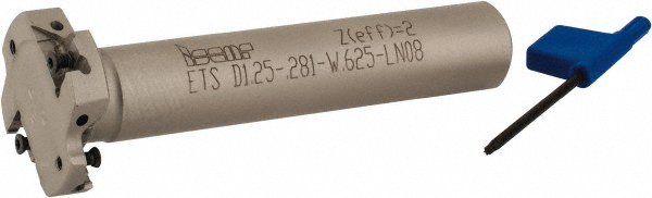 Iscar Indexable Slotting Cutter: 0.2810" Cutting Width, 1.2500" Cutter Dia, Weldon Connection, 0.3120" Depth of Cut, 0.6250" Hole Dia, 0.6250" Shank Dia, 3.1790" Shank Length, Right Hand - 3106151