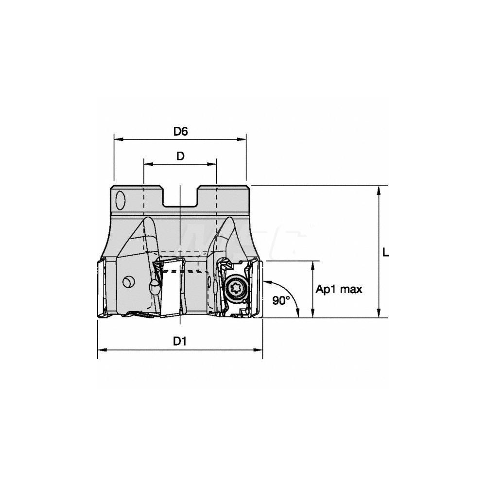 Kennametal 125mm Cut Dia, 40mm Arbor Hole Dia, 15.5mm Max Depth, Indexable Square-Shoulder Face Mill - 5698490