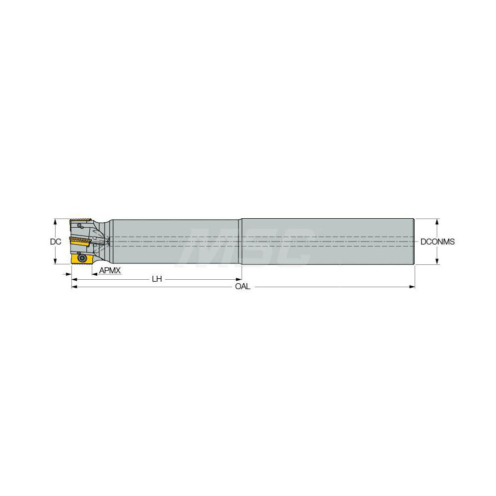 Iscar Indexable Square-Shoulder End Mill: P290EPWD323240C3218, 32 mm Cut Dia, 18 mm Max Depth of Cut, 32 mm Dia Cylindrical Shank - 3110791