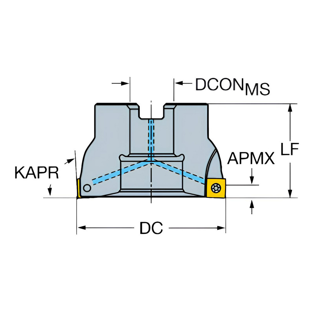 Sandvik Coromant 80mm Cut Dia, 25.4mm Arbor Hole Dia, 10mm Max Depth, Indexable Square-Shoulder Face Mill - 5843964