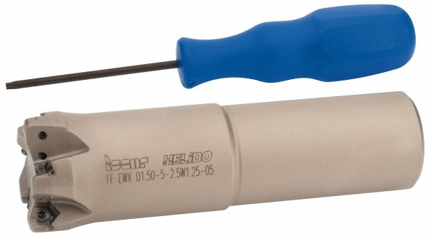 Sumitomo Indexable High-Feed End Mill: DMSW31500EW03, 1-1/2" Cut Dia, 1-1/4" Shank Dia, Weldon Flat Shank - 2900W82
