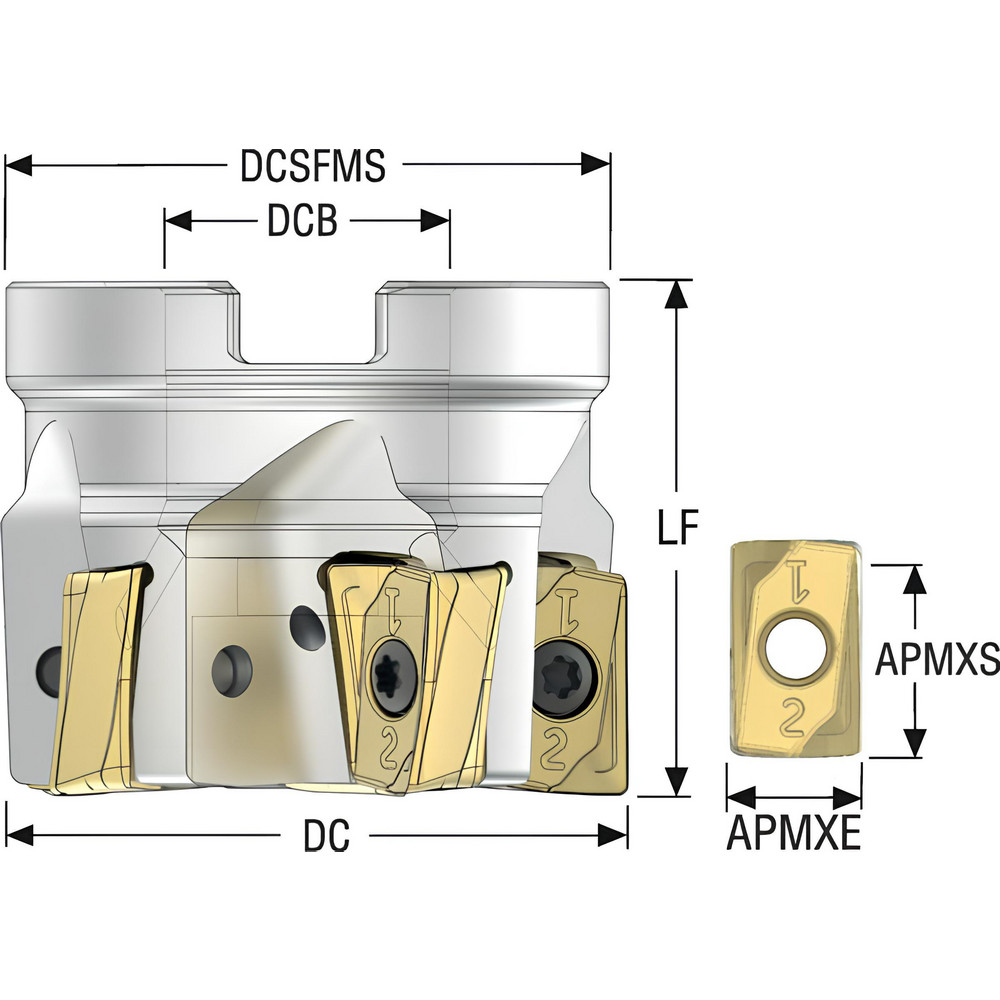 Seco Indexable Square-Shoulder Face Mill:  R220.64-0050-ZO16-5A,  22.0000" Arbor Hole Dia, - 03290240