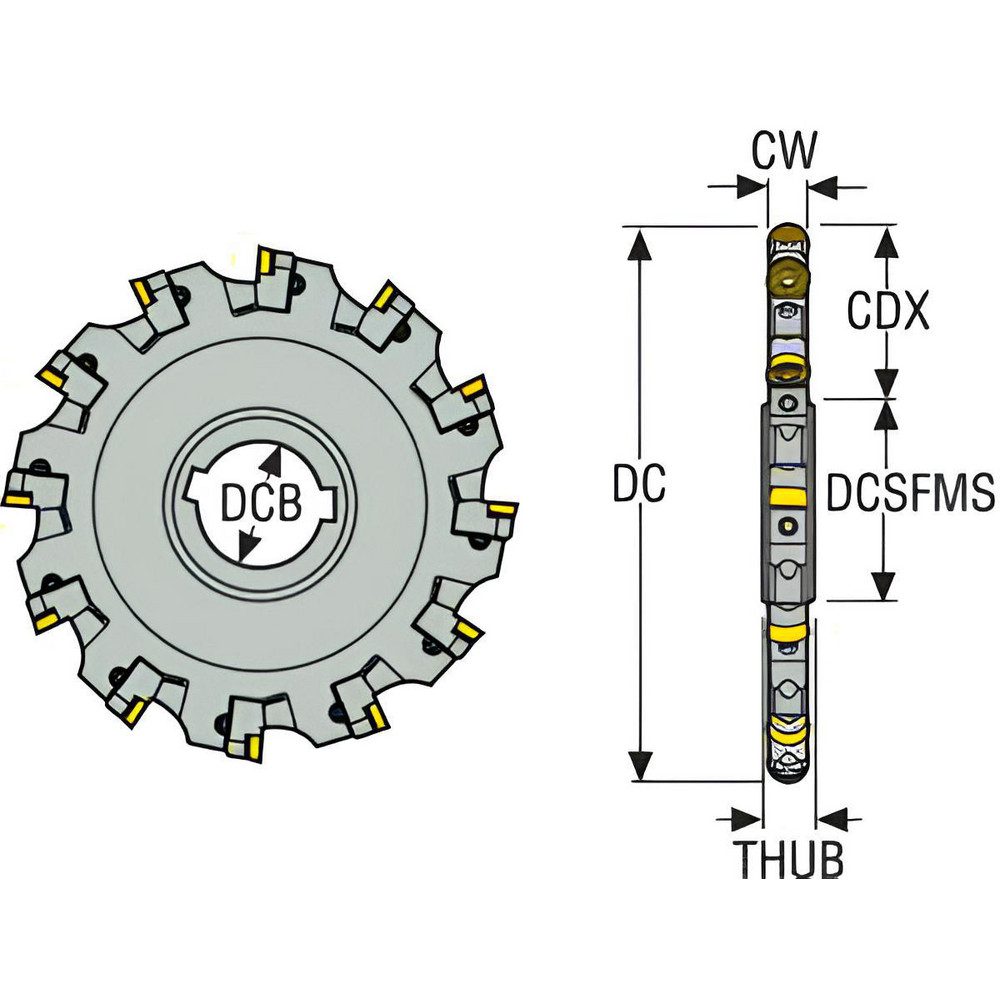 Seco Indexable Slotting Cutter: 0.4720" Cutting Width, 12.0000" Cutter Dia, Arbor Connection, 4.3900" Depth of Cut, 2.0000" Hole Dia, Neutral - 02740870