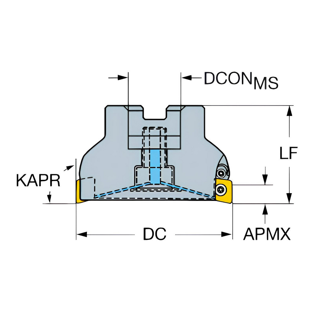 Sandvik Coromant 200mm Cut Dia, 60mm Arbor Hole Dia, 11mm Max Depth, Indexable Square-Shoulder Face Mill - 5747270