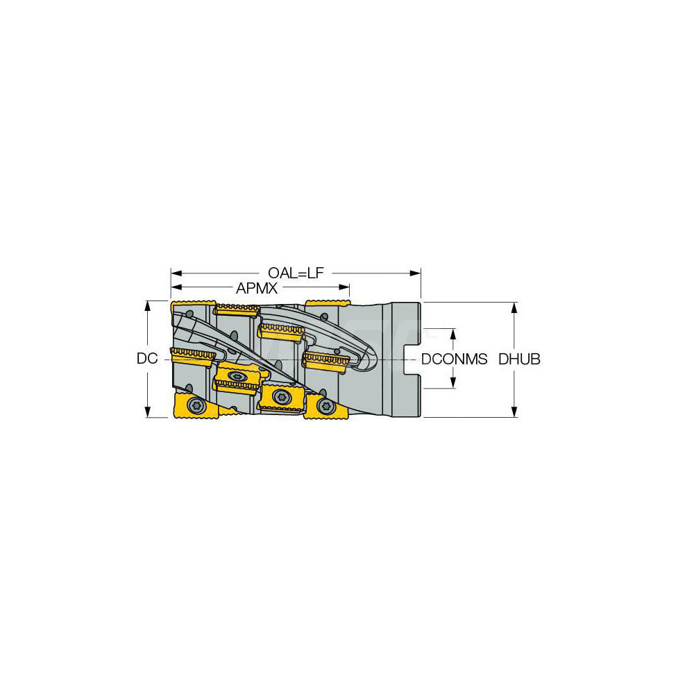 Iscar 63mm Cut Dia, 27mm Arbor Hole Dia, 71mm Max Depth, Indexable Square-Shoulder Face Mill - 3110783