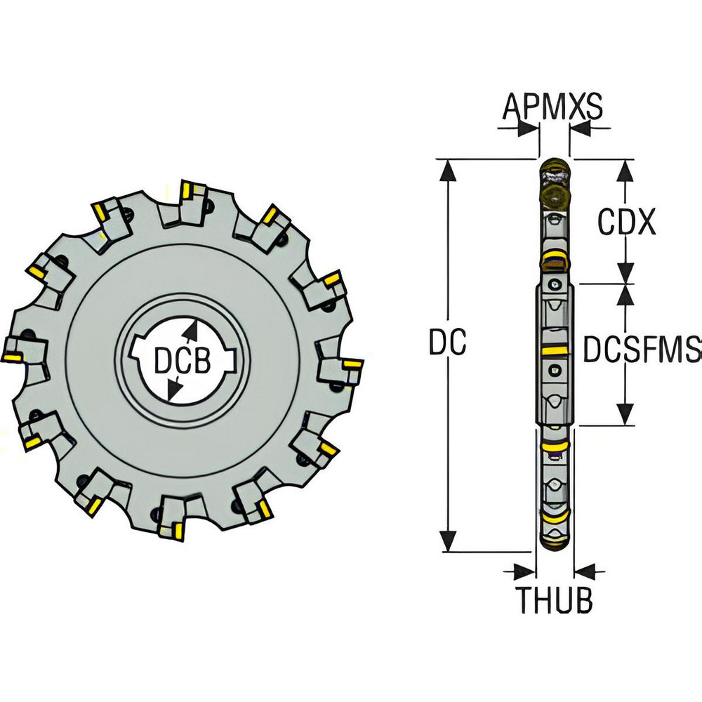 Seco Indexable Slotting Cutter: 0.2360" Cutting Width, 12.0000" Cutter Dia, Arbor Connection, 4.3900" Depth of Cut, 2.0000" Hole Dia, Neutral - 02740891