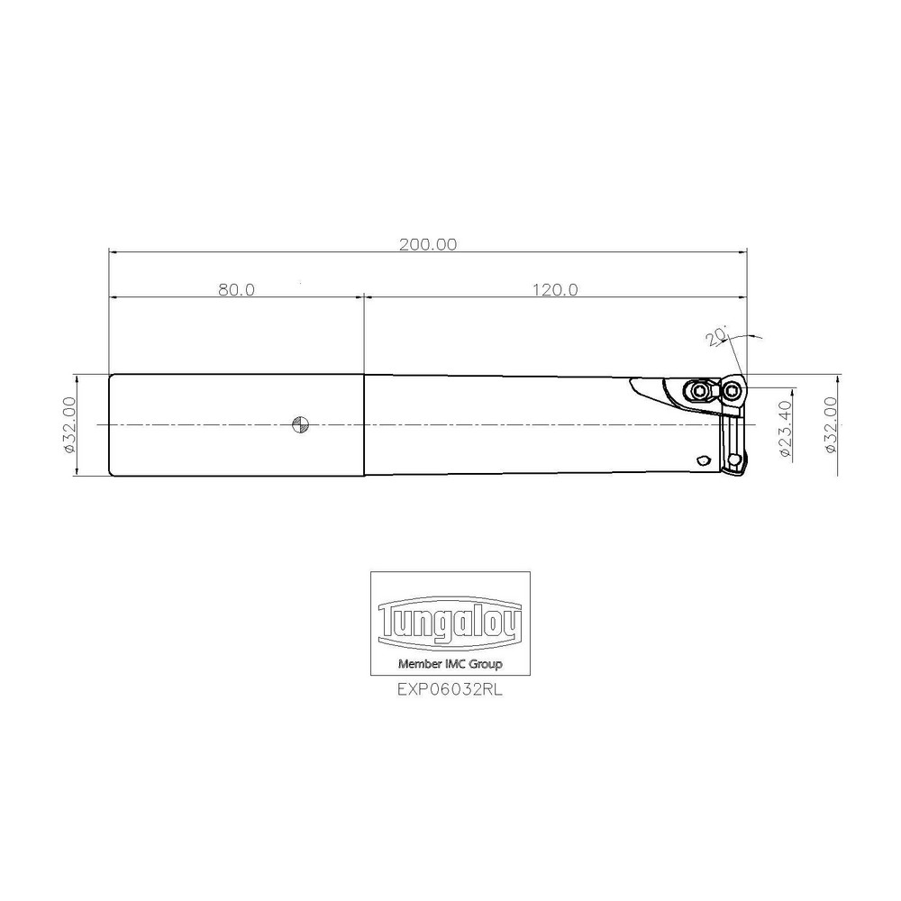 Tungaloy Indexable High-Feed End Mill: EXP06032RL, Cylindrical Shank - 6817115