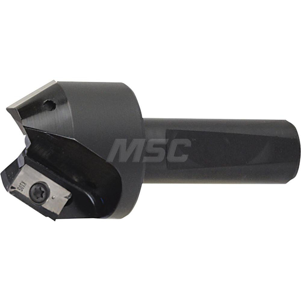 Seco 45° Lead Angle, 5/8" to 1.039" Cut Dia, 3/4" Shank Dia, Indexable & Chamfer End Mill - 00072168