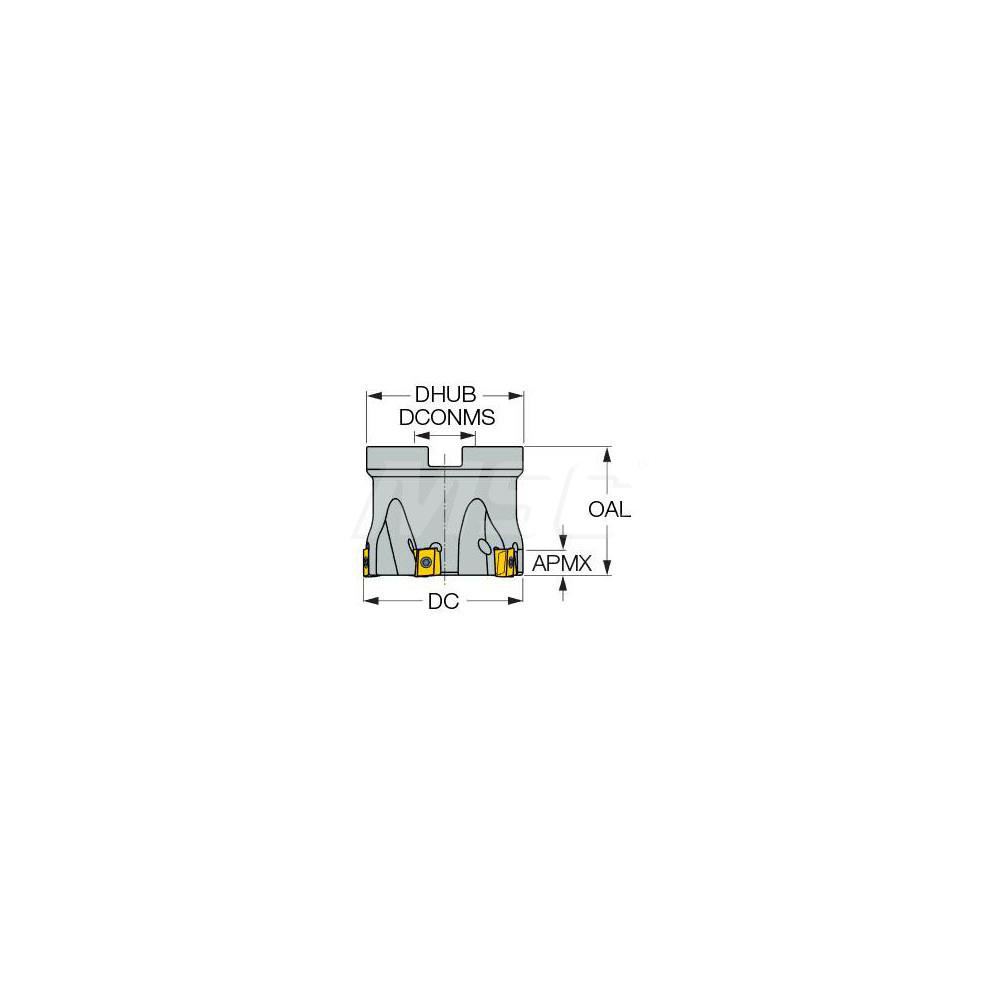Iscar 2-1/2" Cut Dia, 1" Arbor Hole Dia, 0.315" Max Depth, Indexable Square-Shoulder Face Mill - 3104904