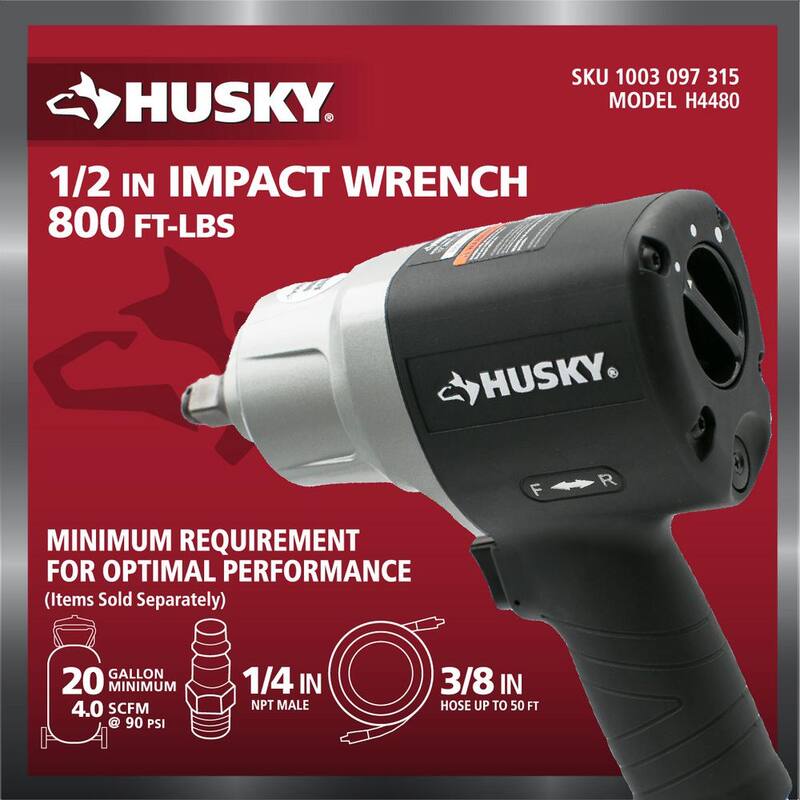 Husky 800 ft./lbs. 1/2 in. Impact Wrench - H4480
