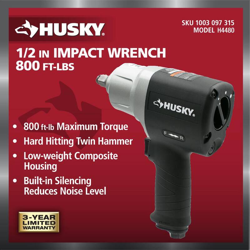 Husky 800 ft./lbs. 1/2 in. Impact Wrench - H4480