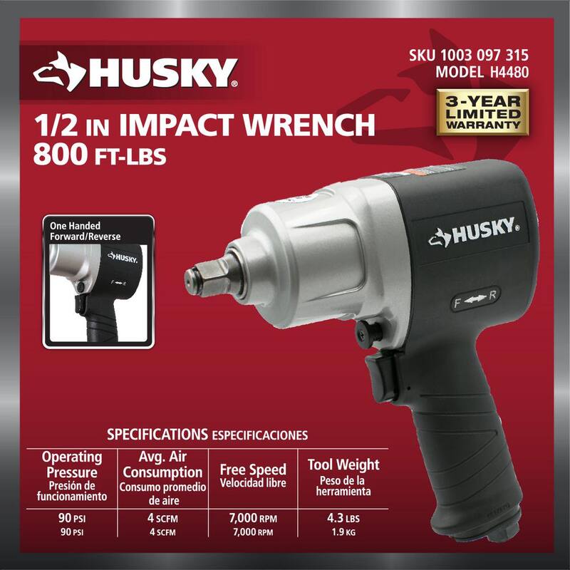 Husky 800 ft./lbs. 1/2 in. Impact Wrench - H4480
