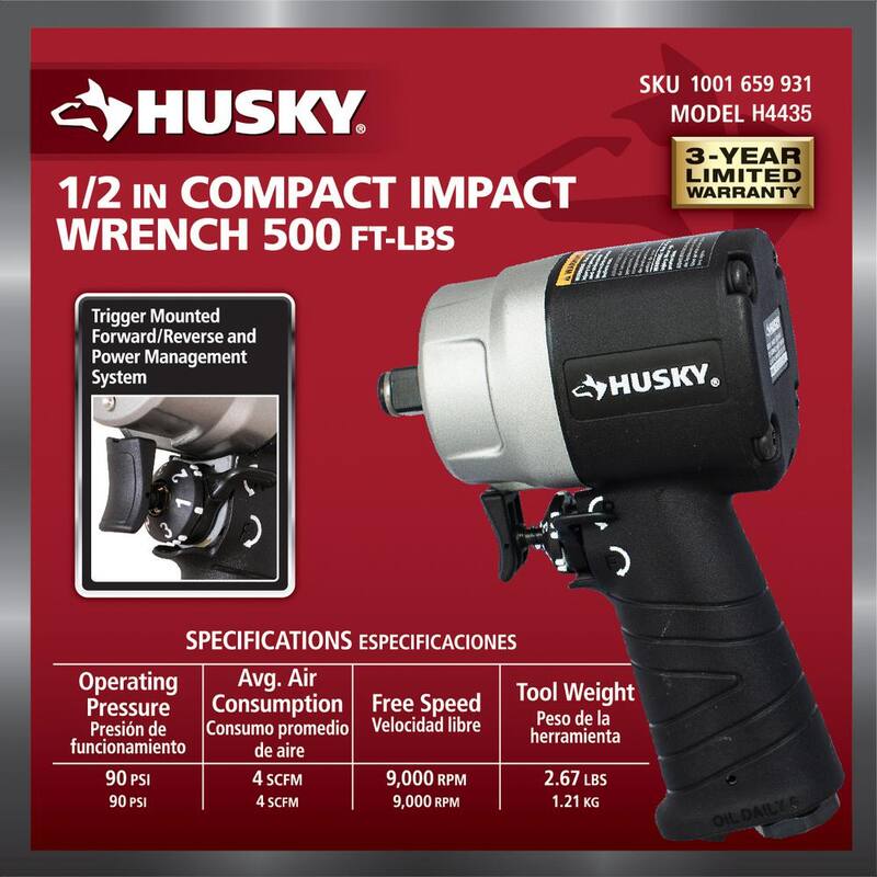 Husky 1/2 in. Compact Impact Wrench - H4435
