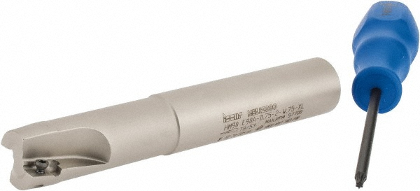 Iscar Indexable Square-Shoulder End Mill: HM90 E90A-D.75-2-W75-C, 3/4" Cut Dia, 0.394" Max Depth of Cut, 3/4" Dia Weldon Flat Shank - 3101744