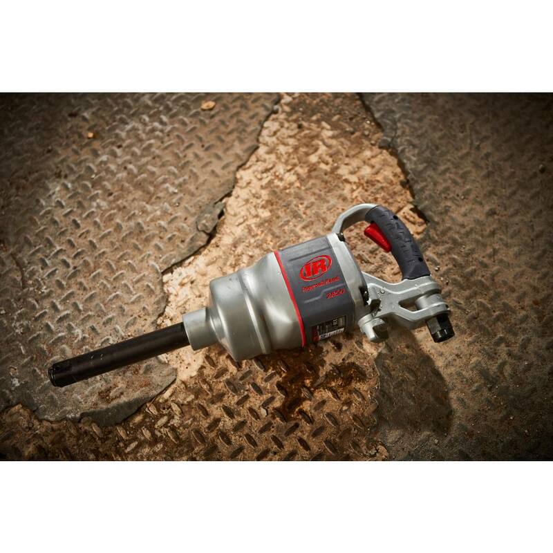 Ingersoll Rand 1" Air Impact Wrench, 2100 ft-lbs Max Torque, Maintenance Duty, D-handle, Inside Trigger, 6" Extended Anvil - 2850MAX-6