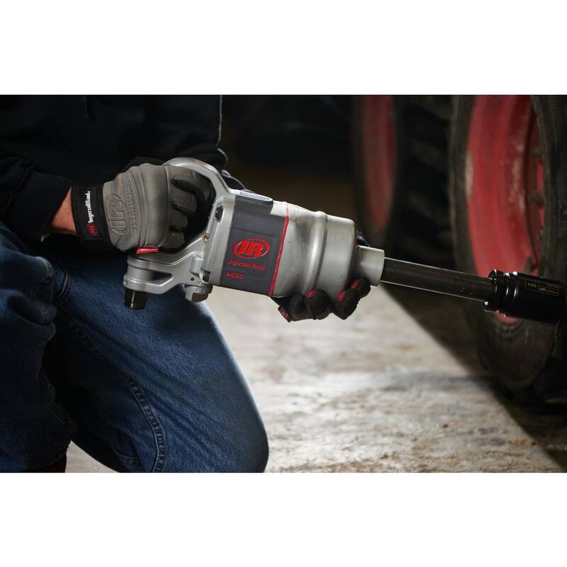 Ingersoll Rand 1" Air Impact Wrench, 2100 ft-lbs Max Torque, Maintenance Duty, D-handle, Inside Trigger, 6" Extended Anvil - 2850MAX-6