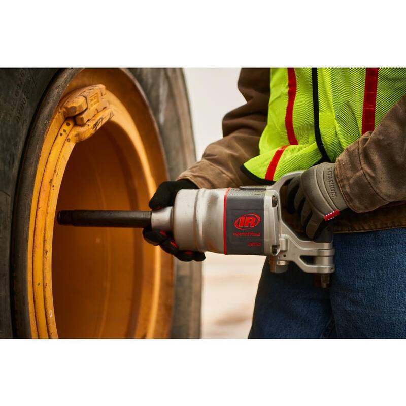 Ingersoll Rand 1" Air Impact Wrench, 2100 ft-lbs Max Torque, Maintenance Duty, D-handle, Inside Trigger, 6" Extended Anvil - 2850MAX-6
