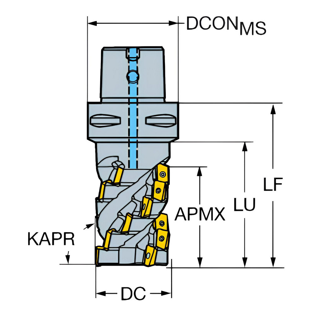 Sandvik Coromant 50.8mm Cut Dia, 63mm Arbor Hole Dia, 88.9mm Max Depth, Indexable Square-Shoulder Face Mill - 5740070