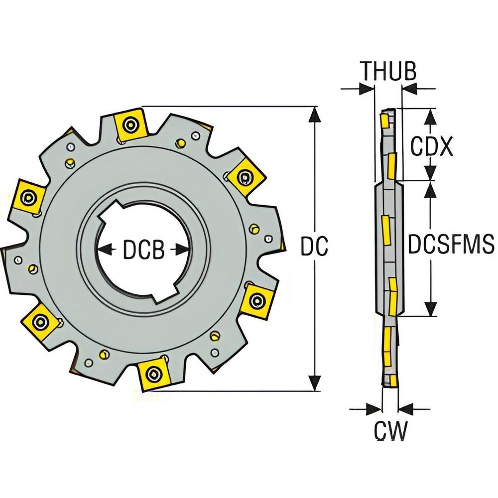 Seco Indexable Slotting Cutter: 12.00 mm Cutting Width, 100.00 mm Cutter Dia, Arbor Connection, 27.89 mm Depth of Cut, 27.89 mm Depth of Cut, Neutral - 75012671