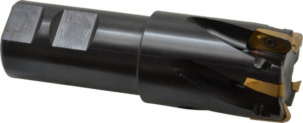 Kennametal Indexable Square-Shoulder End Mill: M1D125E1404W125L225R, 1-1/4" Cut Dia, 14.48 mm Max Depth of Cut, 1-1/4" Dia Weldon Flat Shank - 2624201