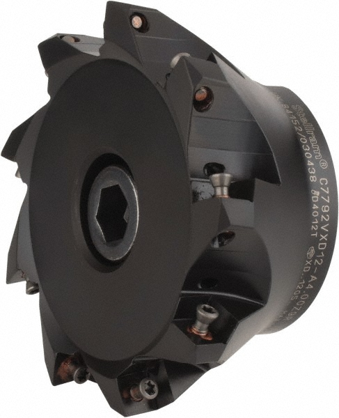 Kennametal Indexable High-Feed End Mill: A7792VXP06SA.75Z2R1.4, 3/4" Cut Dia, Modular Connection Shank - 5660060