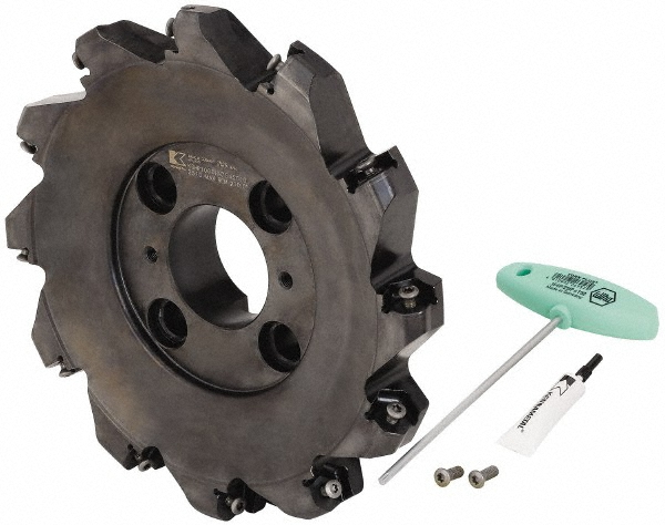 Kennametal 8" Cut Dia, 2-1/2" Arbor Hole, 4.5mm Max Depth of Cut, 45° Indexable Chamfer & Angle Face Mill - 3494648