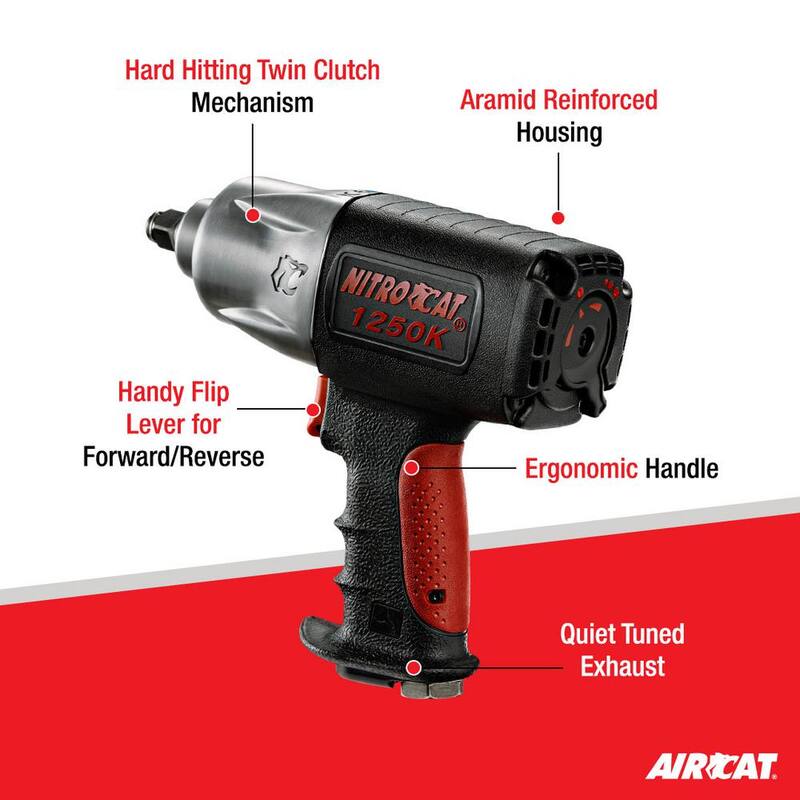 NITROCAT 1/2 in. Kevlar Twin Clutch Impact Wrench - 1250-K