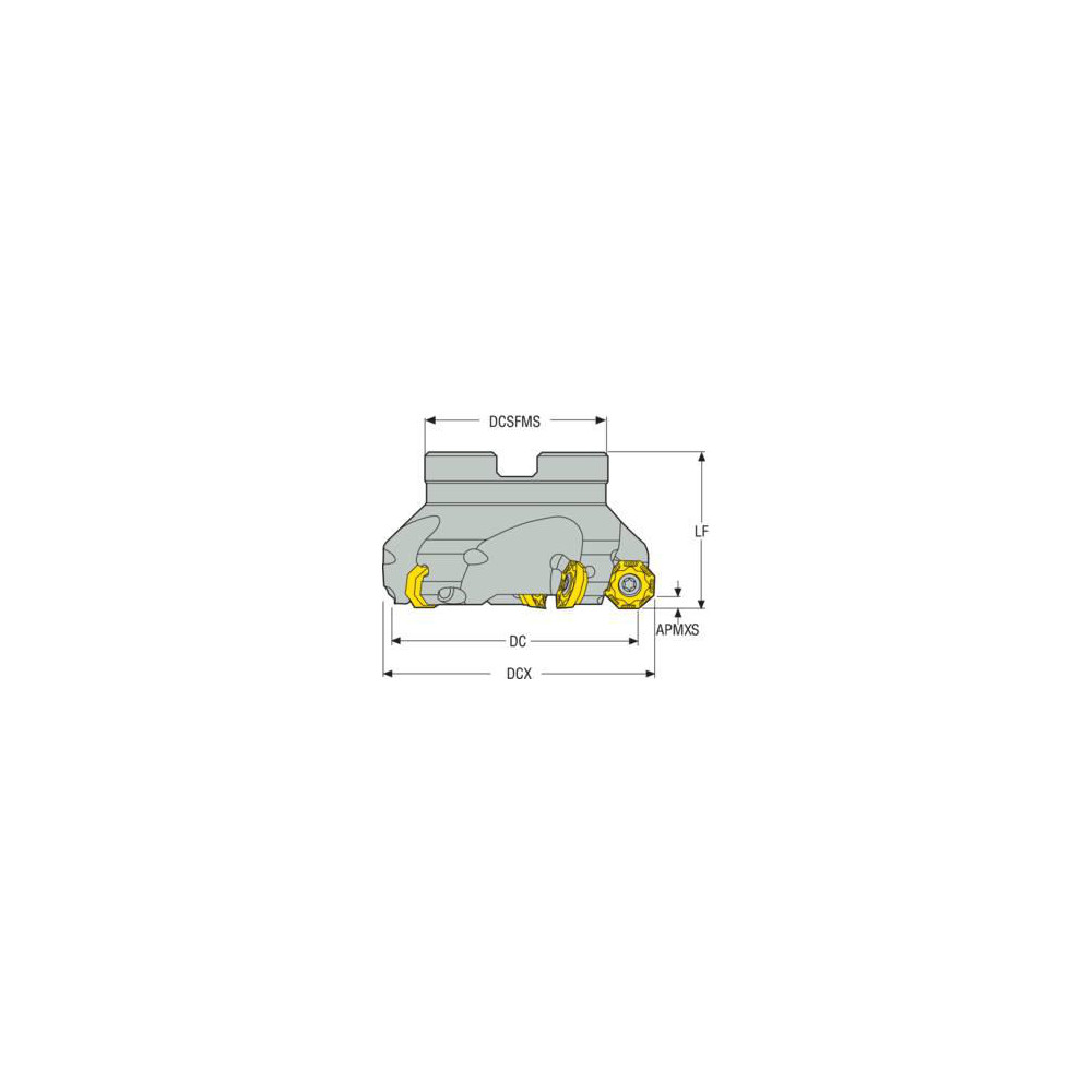 Seco 3.15" Cut Dia, 1" Arbor Hole, 0.138" Max Depth of Cut, 43° Indexable Chamfer & Angle Face Mill - 00086840