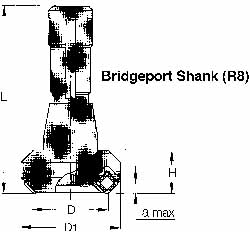 Iscar 45° Lead Angle, 1-1/4" to 1.8" Cut Dia, 3/4" Shank Dia, Indexable & Chamfer End Mill - 3100023