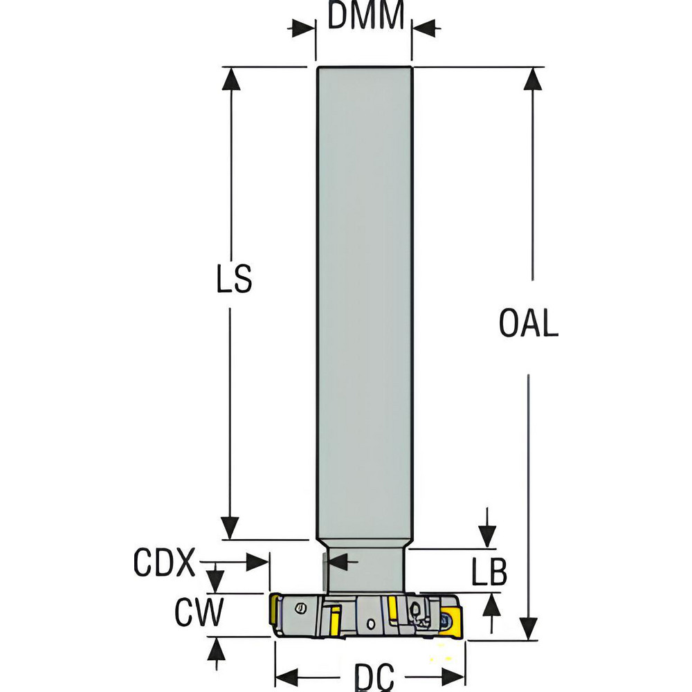 Seco Indexable Slotting Cutter: 5/16" Cutting Width, 2-1/2" Cutter Dia, Shank Connection, 0.6260" Depth of Cut, 1-1/4" Shank Dia, 6.4370" Shank Length, Right Hand - 02541856