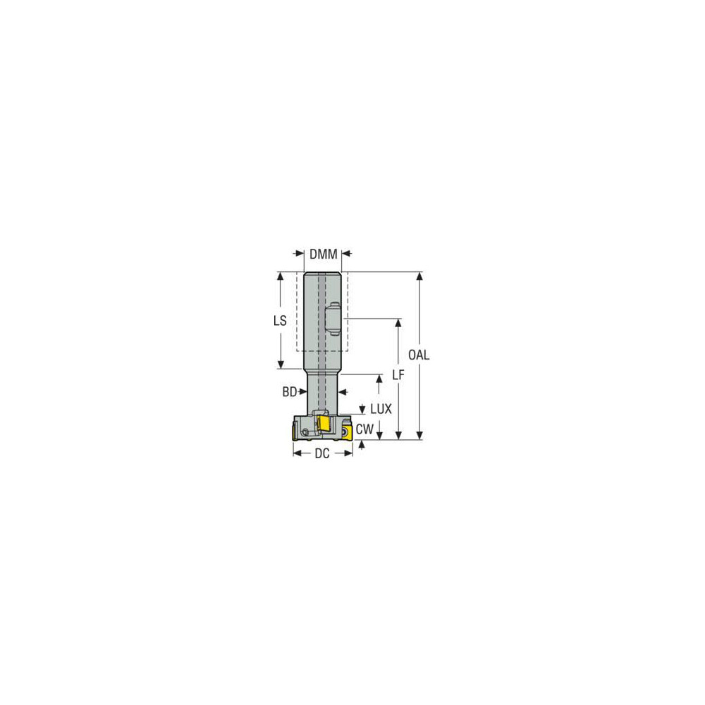 Seco 37.32mm Cut Dia, 15.91mm Cut Width, 1" Shank Dia, Indexable T-Slot Cutter - 02980640