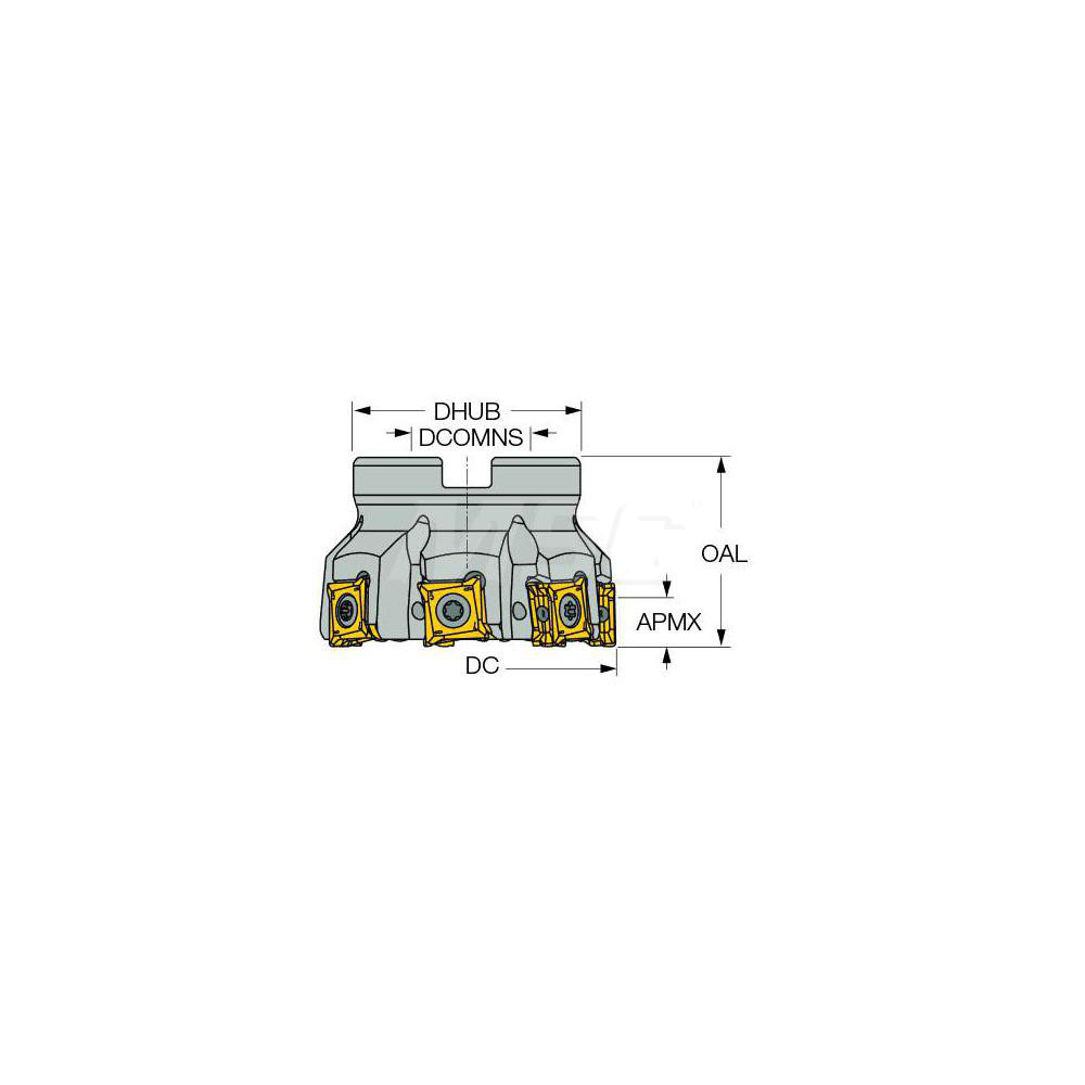 Iscar Indexable Square-Shoulder Face Mill:  T890HT FLND3.0091.0R13,  3'' Cut Dia,  1.0000" Arbor Hole Dia,  0.3740" Max Cutting Depth - 3332802
