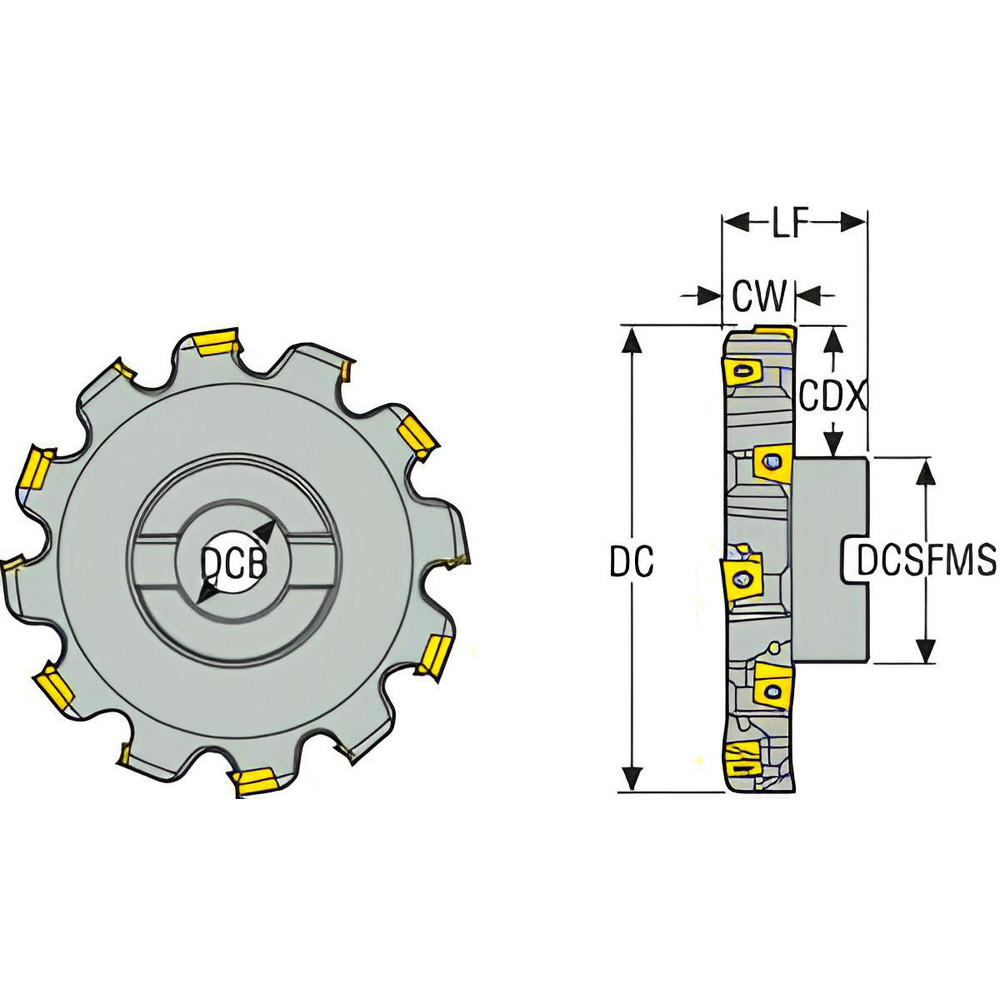 Seco Indexable Slotting Cutter: 15.00 mm Cutting Width, 100.00 mm Cutter Dia, Arbor Connection, 25.31 mm Depth of Cut, 25.31 mm Depth of Cut, Right Hand - 02989535