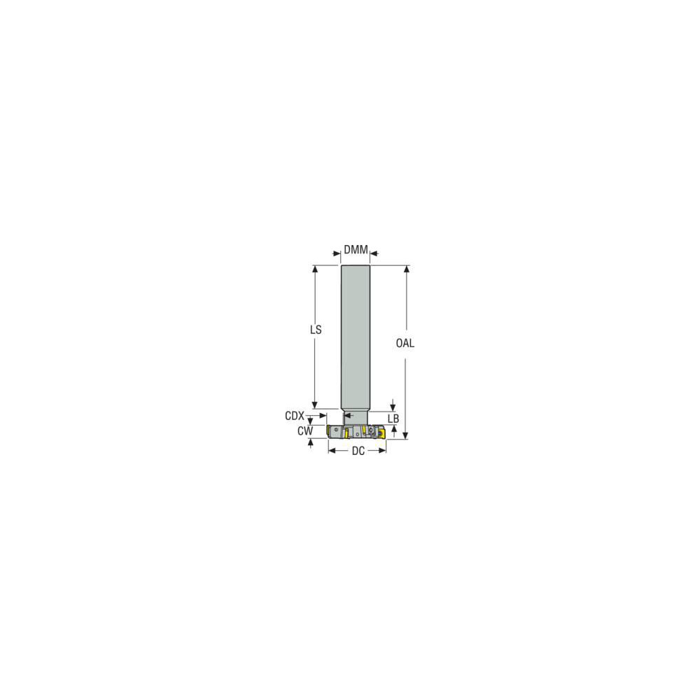 Seco Indexable Slotting Cutter: 1/2" Cutting Width, 2" Cutter Dia, Shank Connection, 0.5910" Depth of Cut, 1" Shank Dia, 4.4020" Shank Length, Right Hand - 02479049
