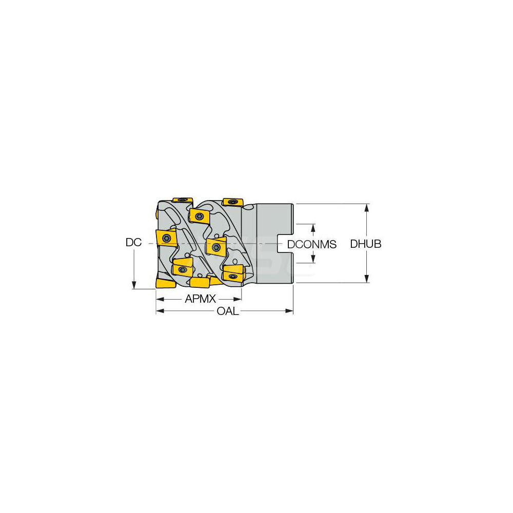 Iscar 32mm Cut Dia, 16mm Arbor Hole Dia, 36mm Max Depth, Indexable Square-Shoulder Face Mill - 3106409