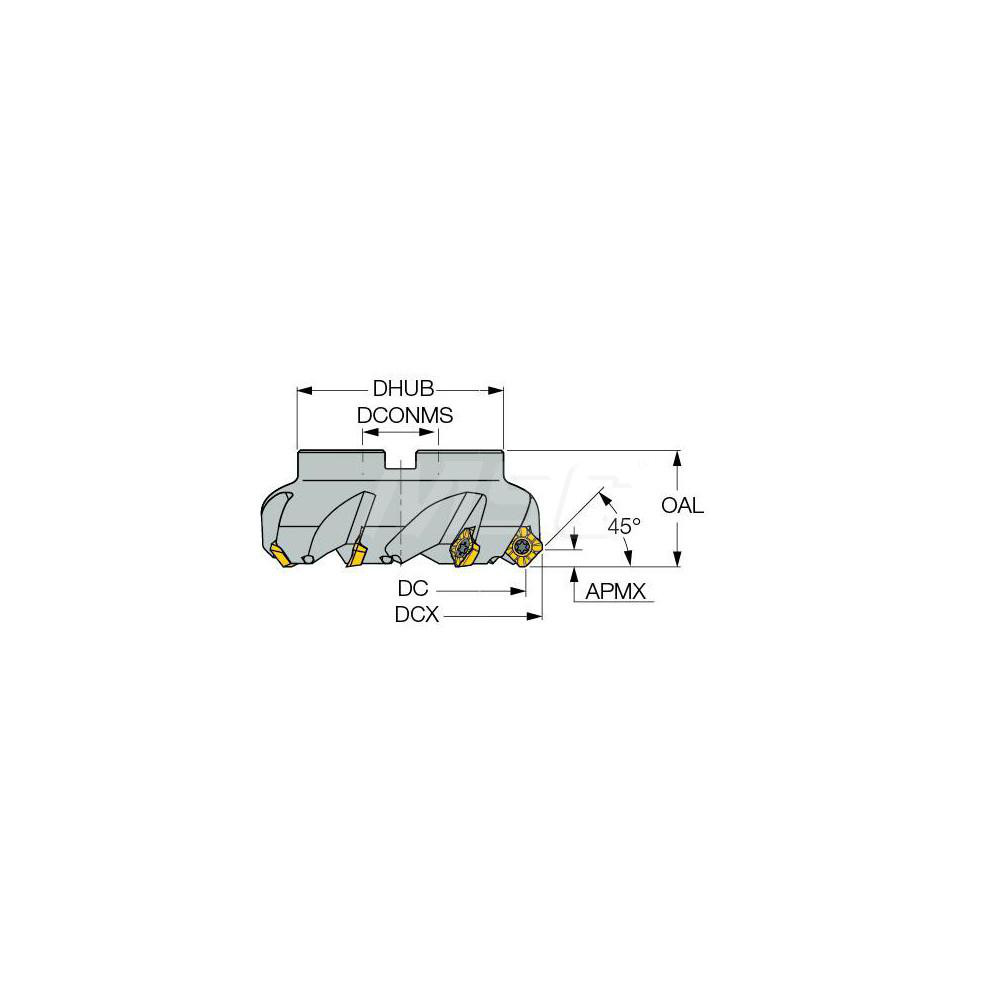 Iscar 3" Cut Dia, 1" Arbor Hole, 0.26" Max Depth of Cut, 45° Indexable Chamfer & Angle Face Mill - 3100368