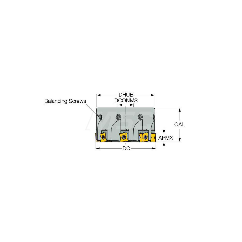 Iscar 160mm Cut Dia, 40mm Arbor Hole Dia, 5mm Max Depth, Indexable Square-Shoulder Face Mill - 3105799