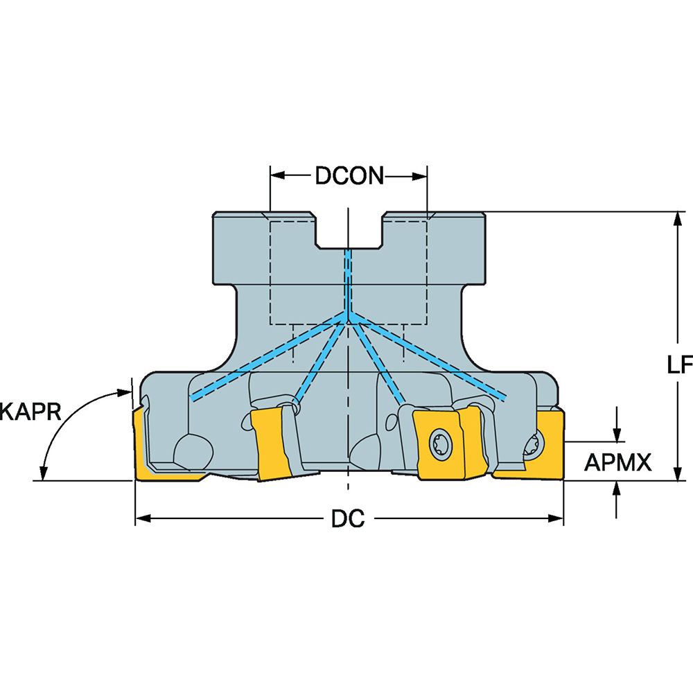 Sandvik Coromant Indexable Square-Shoulder Face Mill:  MF80-R080Q27-13M,  0.3543" Max Cutting Depth - 8172028