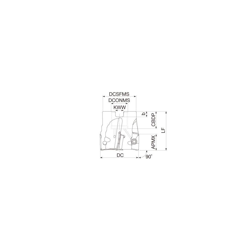 Tungaloy 4" Cut Dia, 1-1/2" Arbor Hole Dia, 0.63" Max Depth, Indexable Square-Shoulder Face Mill - 6852373