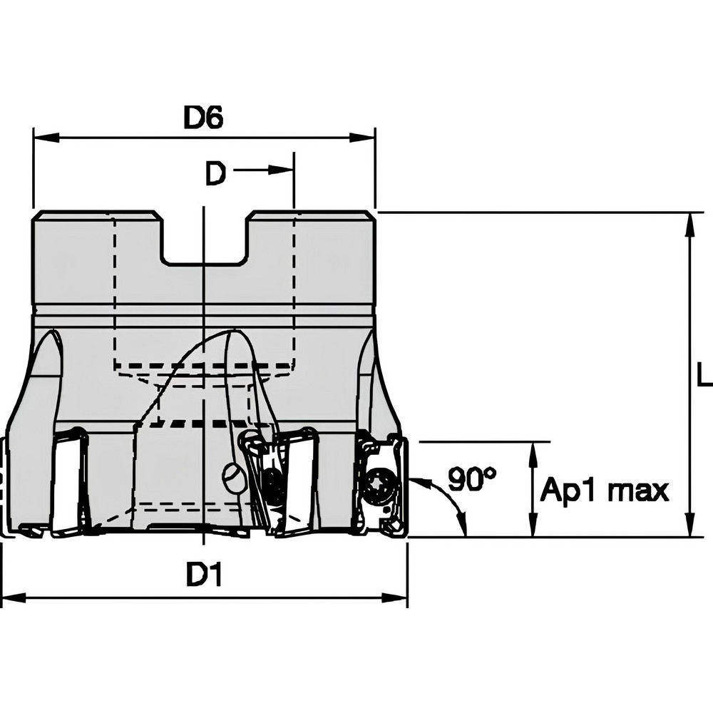 Kennametal Indexable Square-Shoulder Face Mill:  M4D300L1108S100L175,  3'' Cut Dia,  1.0000" Arbor Hole Dia, - 6140063