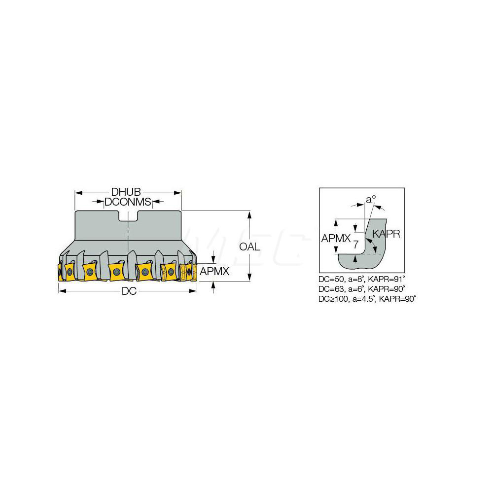 Iscar 200mm Cut Dia, 60mm Arbor Hole Dia, 14mm Max Depth, Indexable Square-Shoulder Face Mill - 3102215