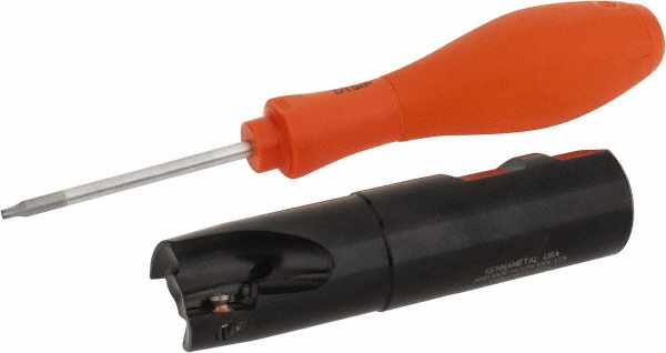 Kennametal Indexable Square-Shoulder End Mill: M1D100E1402W100L175, 1" Cut Dia, 0.58" Max Depth of Cut, 1" Dia Weldon Flat Shank - 2623857