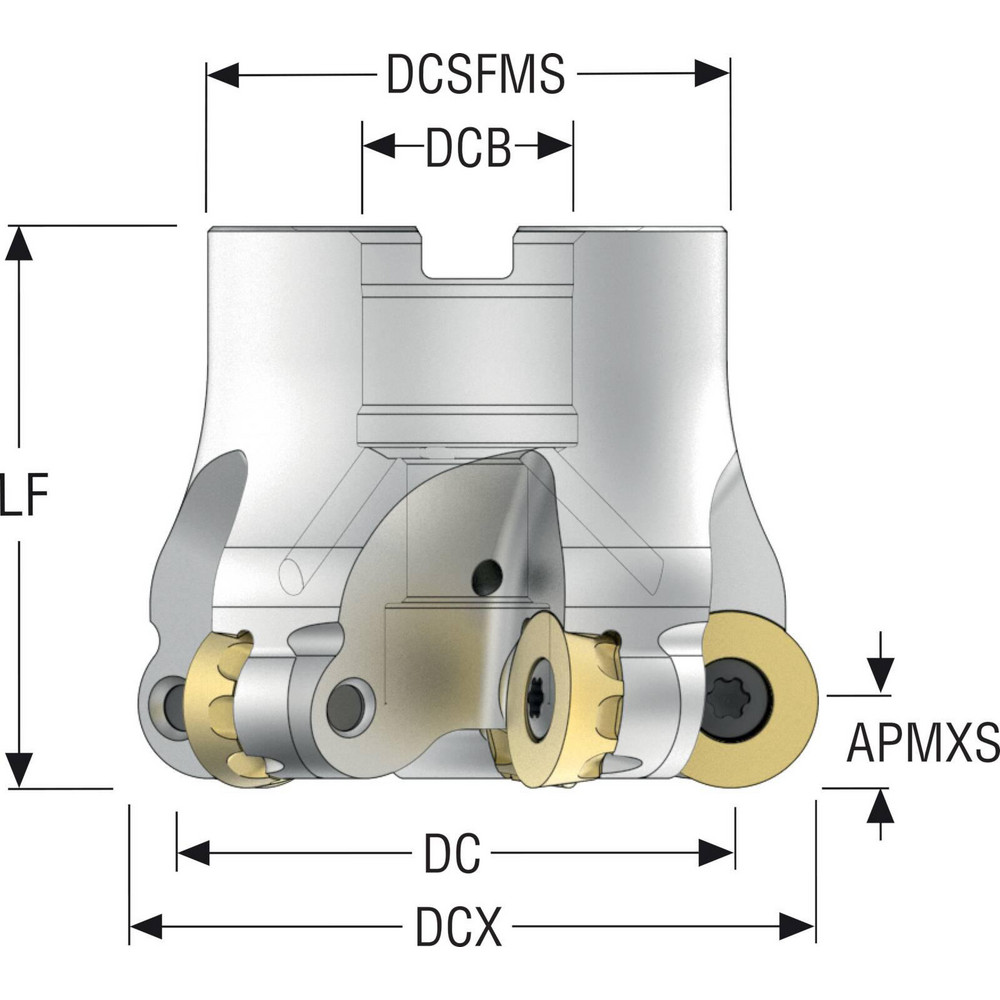 Seco Indexable Copy Face Mill: 3/4" Arbor Hole - 03278995